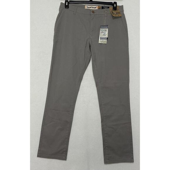 Tailor Vintage Mens Greenwich Slim fit Pants Gray Cotton Stretch Sz 33x32 NWT - Picture 1 of 10